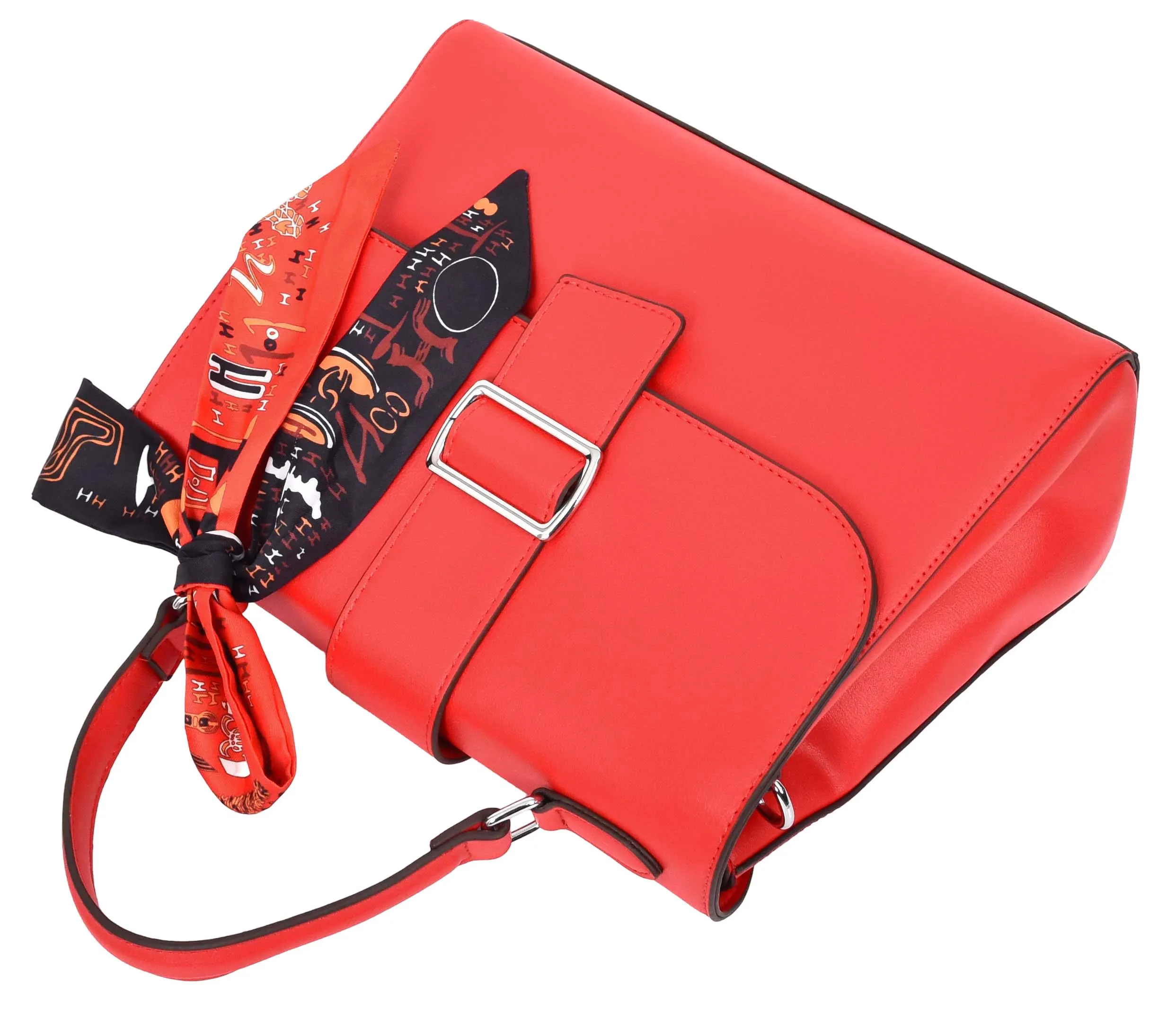 Brielle Women's Faux Leather Classic Satchel Style Handbag Red