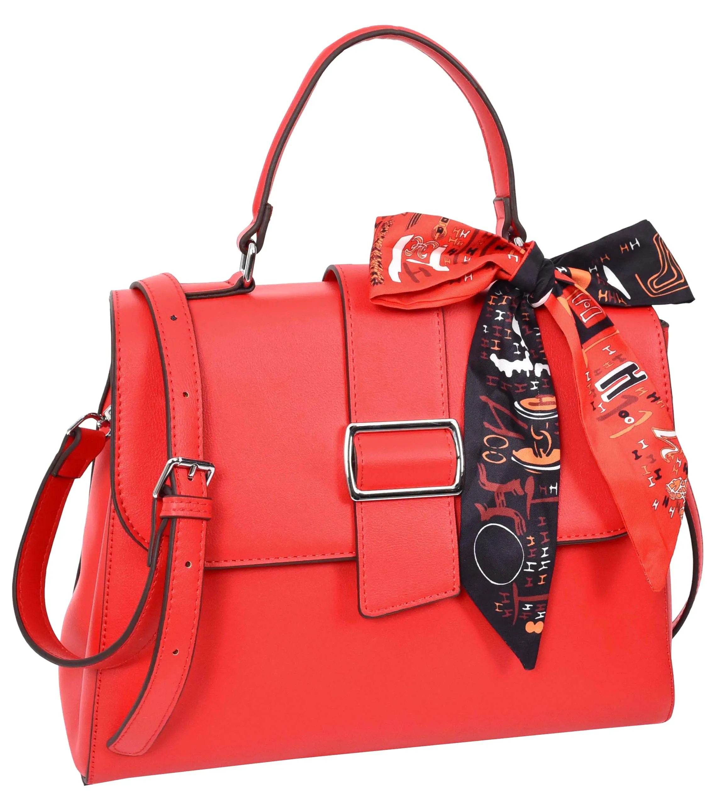 Brielle Women's Faux Leather Classic Satchel Style Handbag Red