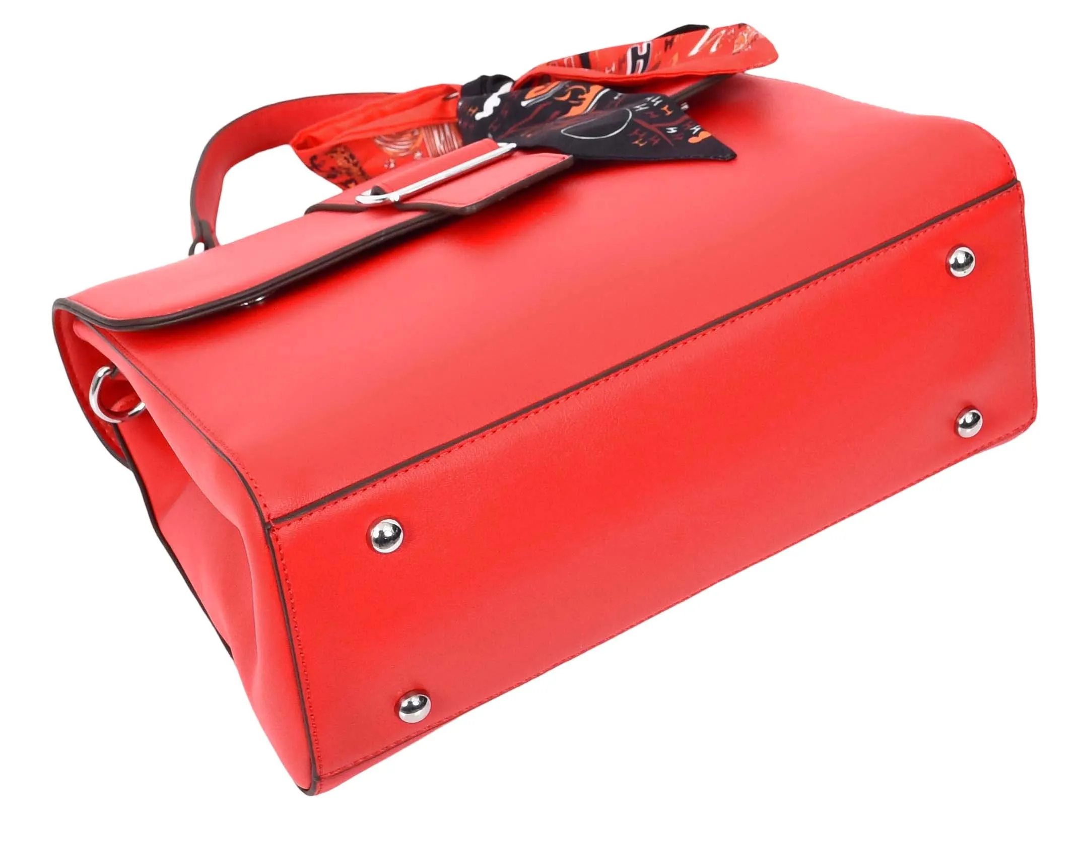 Brielle Women's Faux Leather Classic Satchel Style Handbag Red