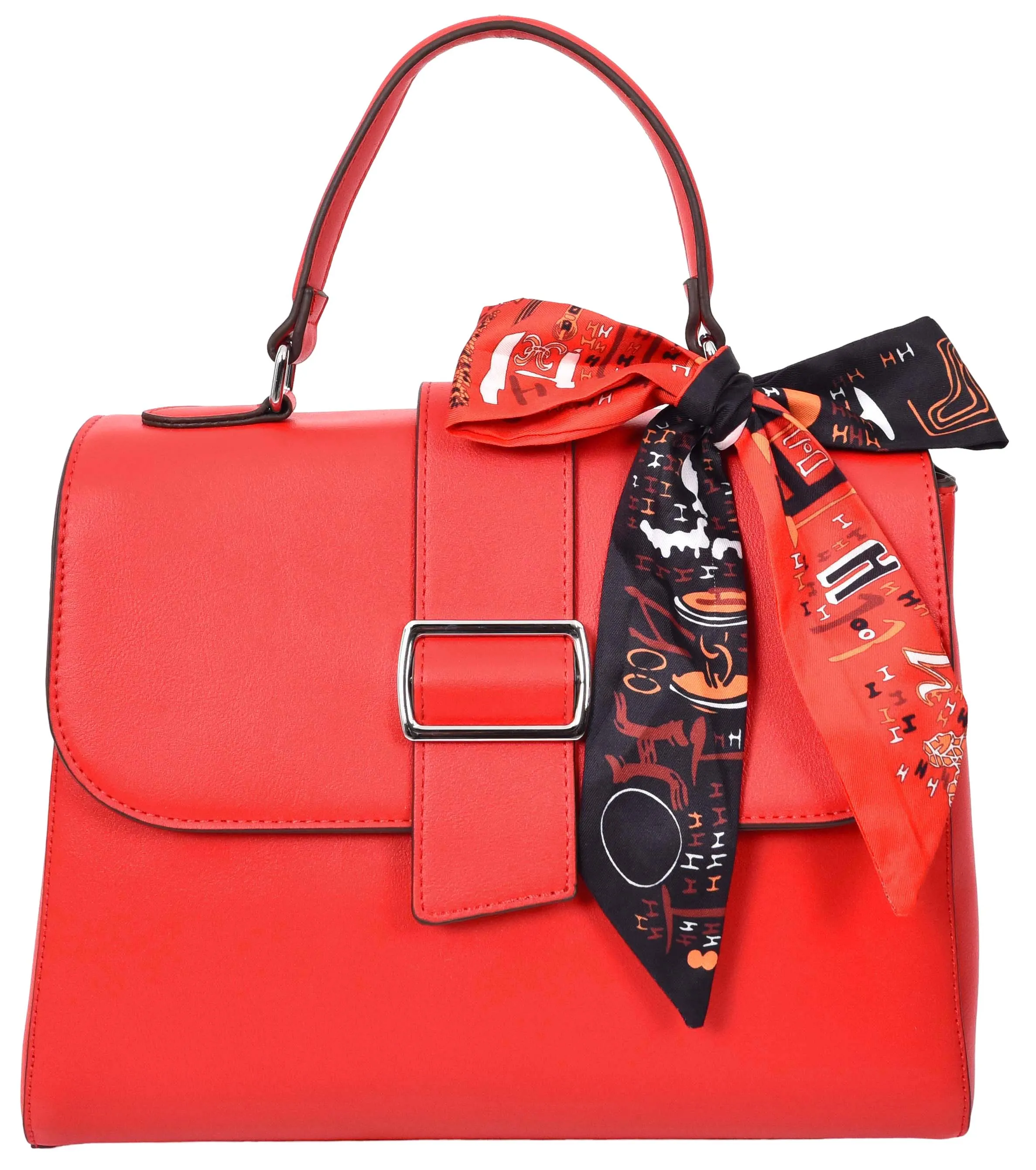 Brielle Women's Faux Leather Classic Satchel Style Handbag Red