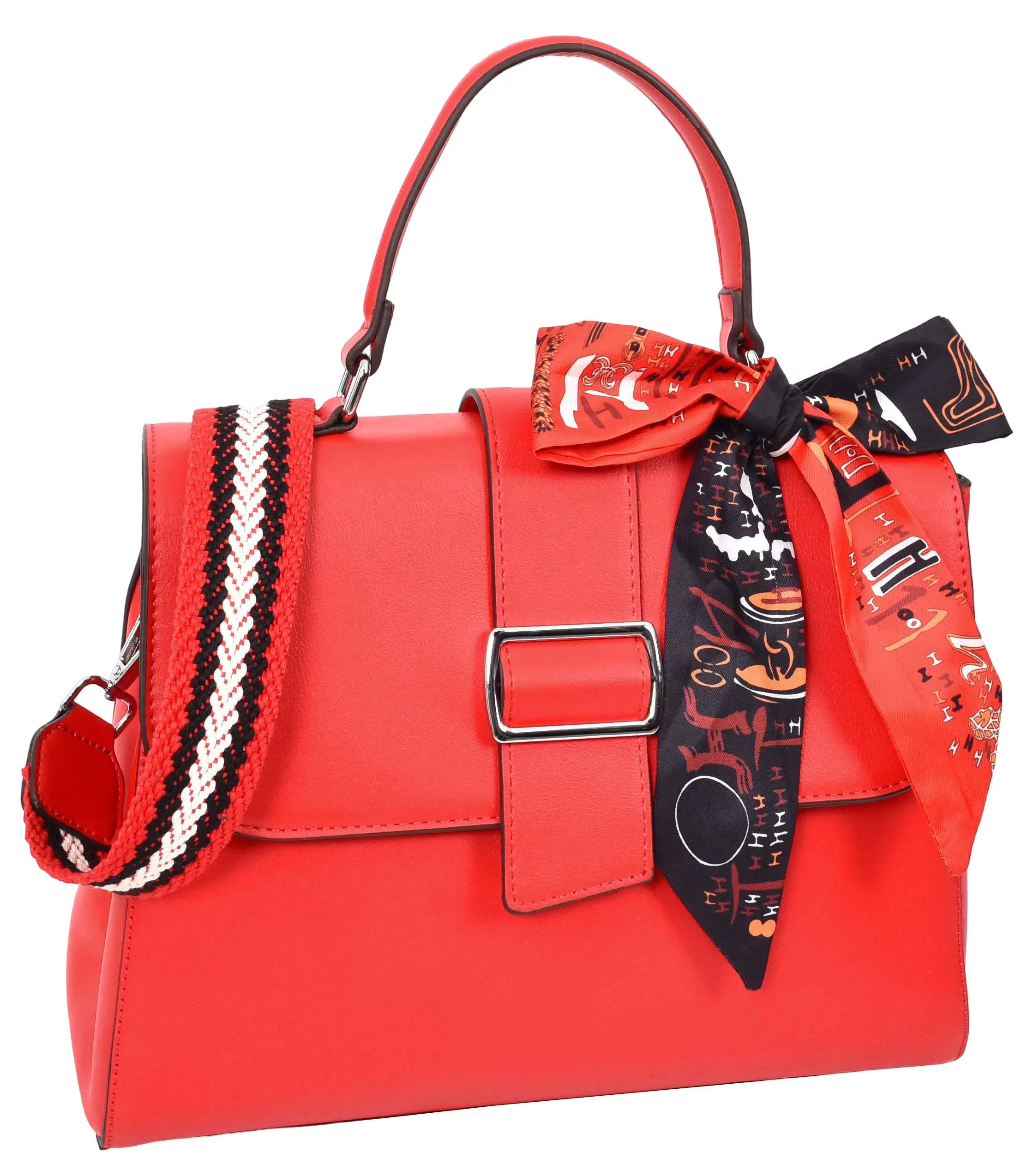 Brielle Women's Faux Leather Classic Satchel Style Handbag Red
