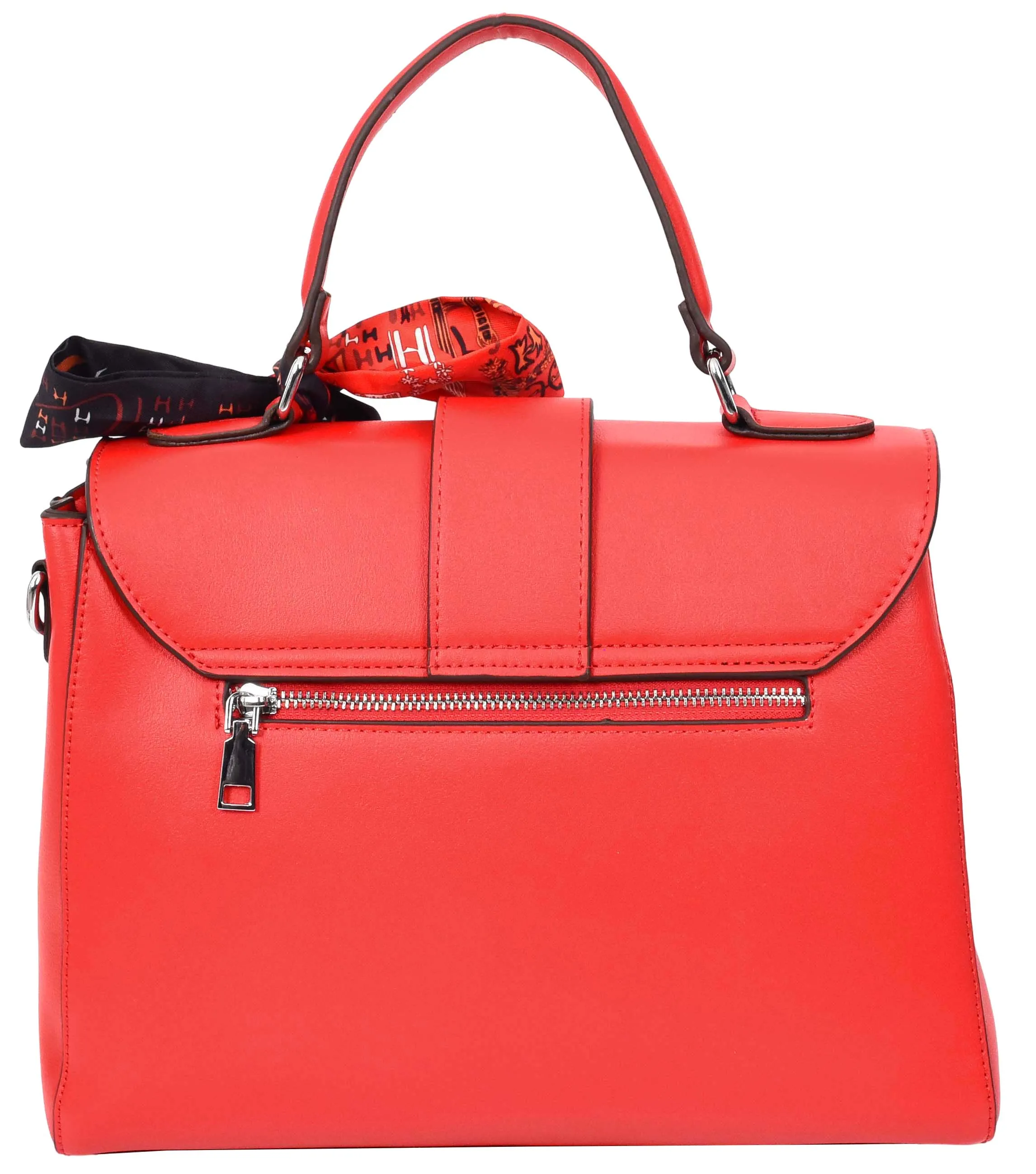 Brielle Women's Faux Leather Classic Satchel Style Handbag Red