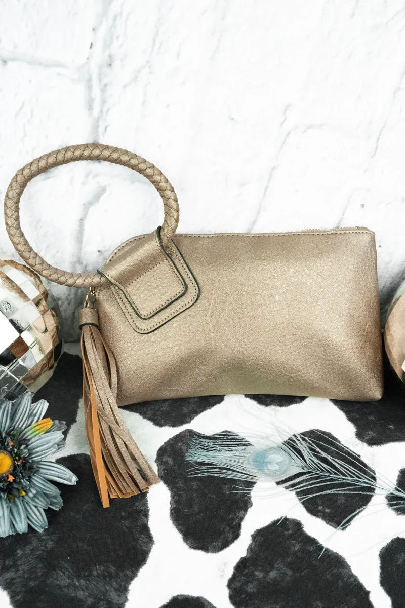 Bronze Faux Leather Bangle Clutch