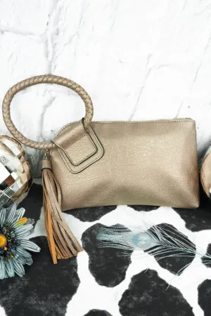 Bronze Faux Leather Bangle Clutch
