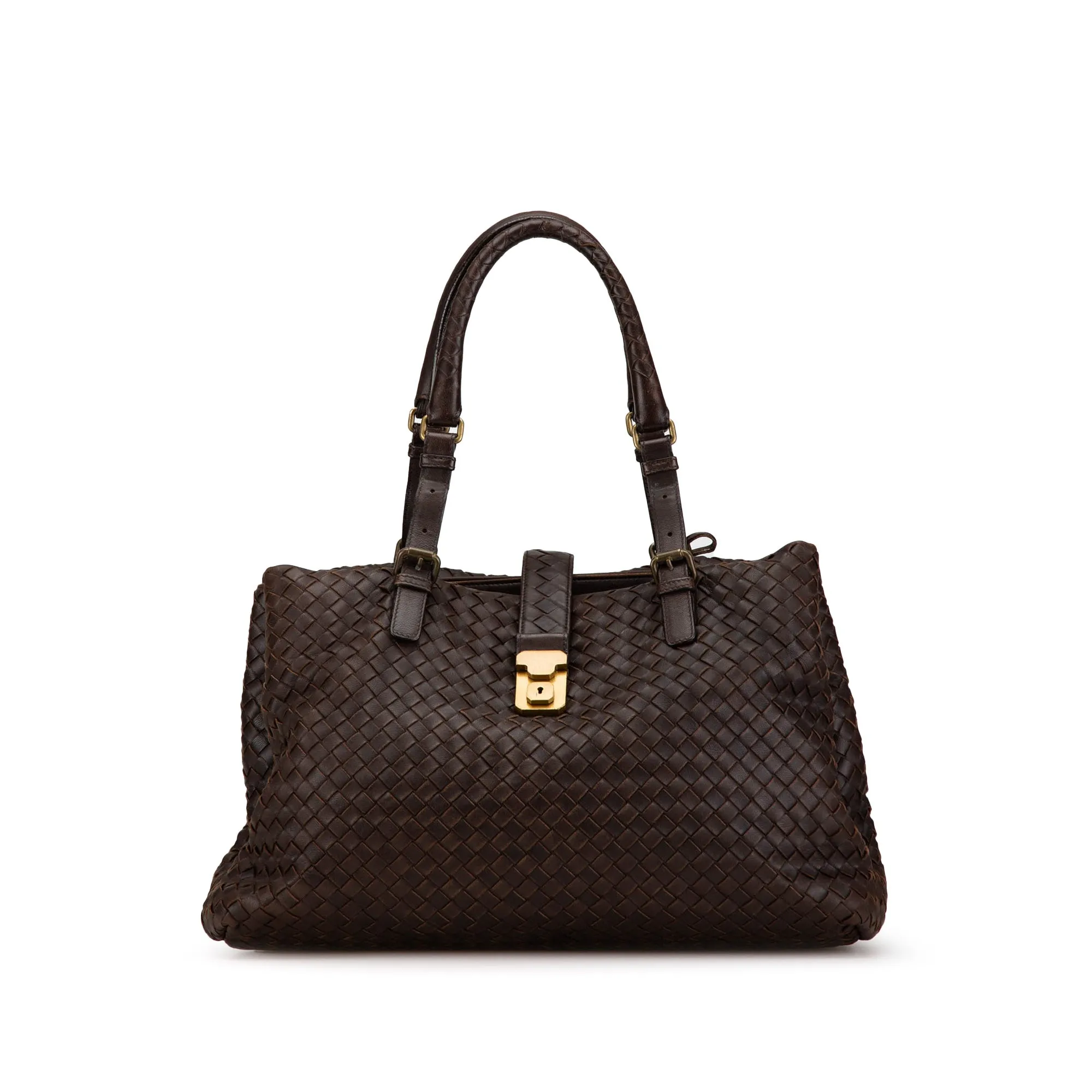 Brown Bottega Veneta Medium Intrecciato Roma Satchel