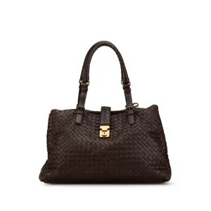 Brown Bottega Veneta Medium Intrecciato Roma Satchel