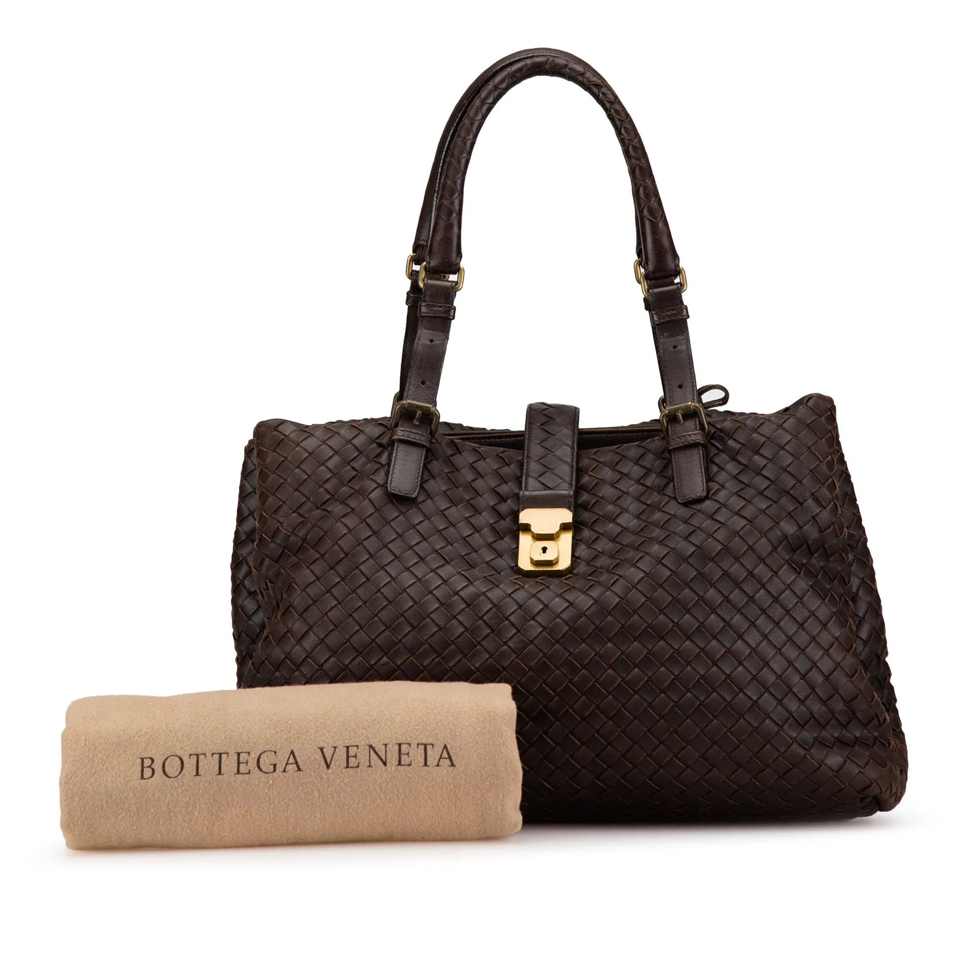 Brown Bottega Veneta Medium Intrecciato Roma Satchel