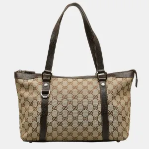 Brown Canvas  GG Canvas Abbey Tote Bag