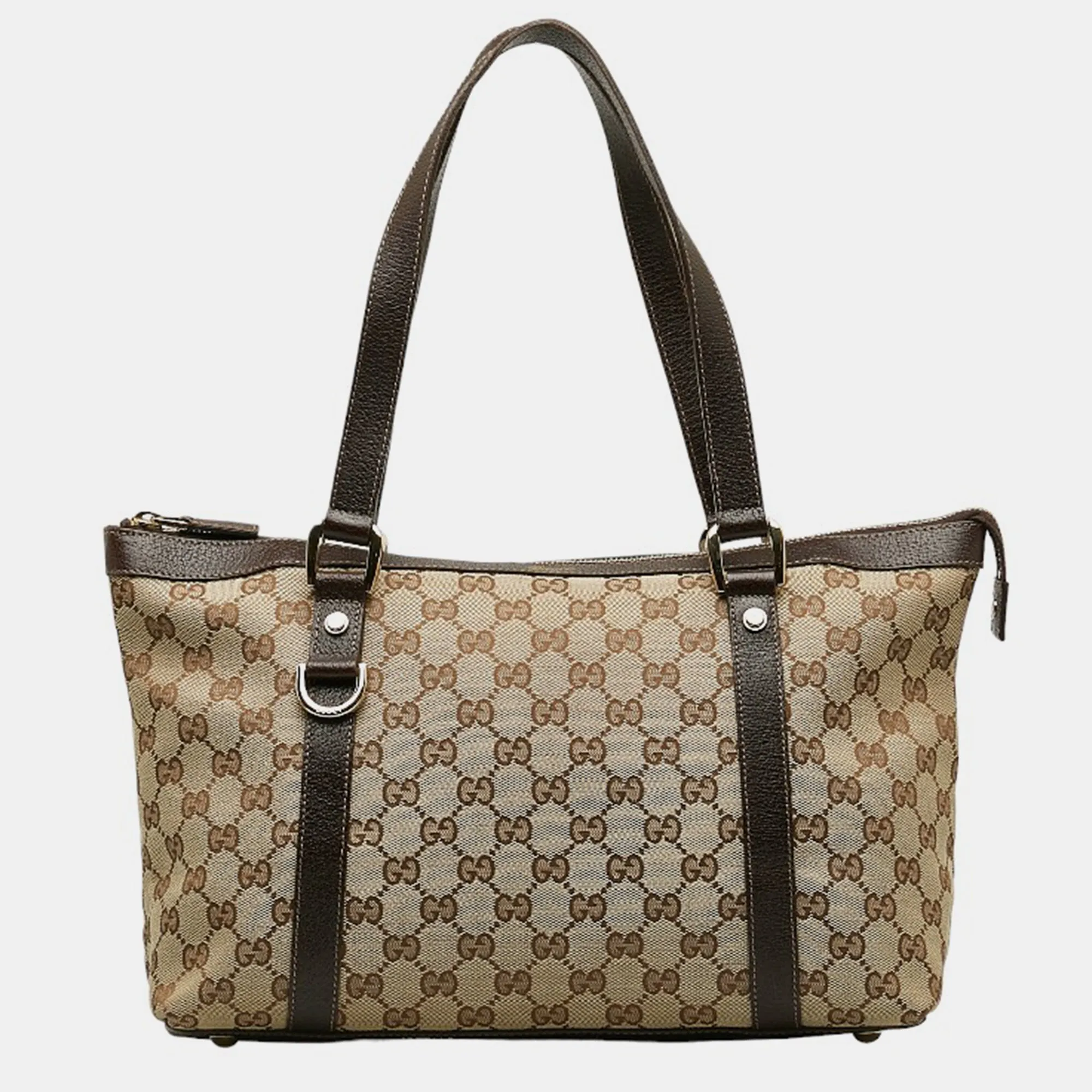 Brown Canvas  GG Canvas Abbey Tote Bag