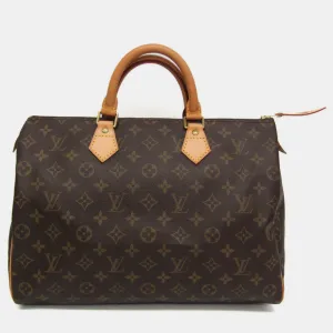 Brown Canvas Speedy Handbag