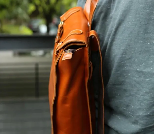 Brown Leather Mens Backpack Travel Backpacks Laptop Backpack for men