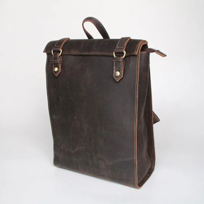 Brown Leather Mens Backpack Travel Backpacks Laptop Backpack for men