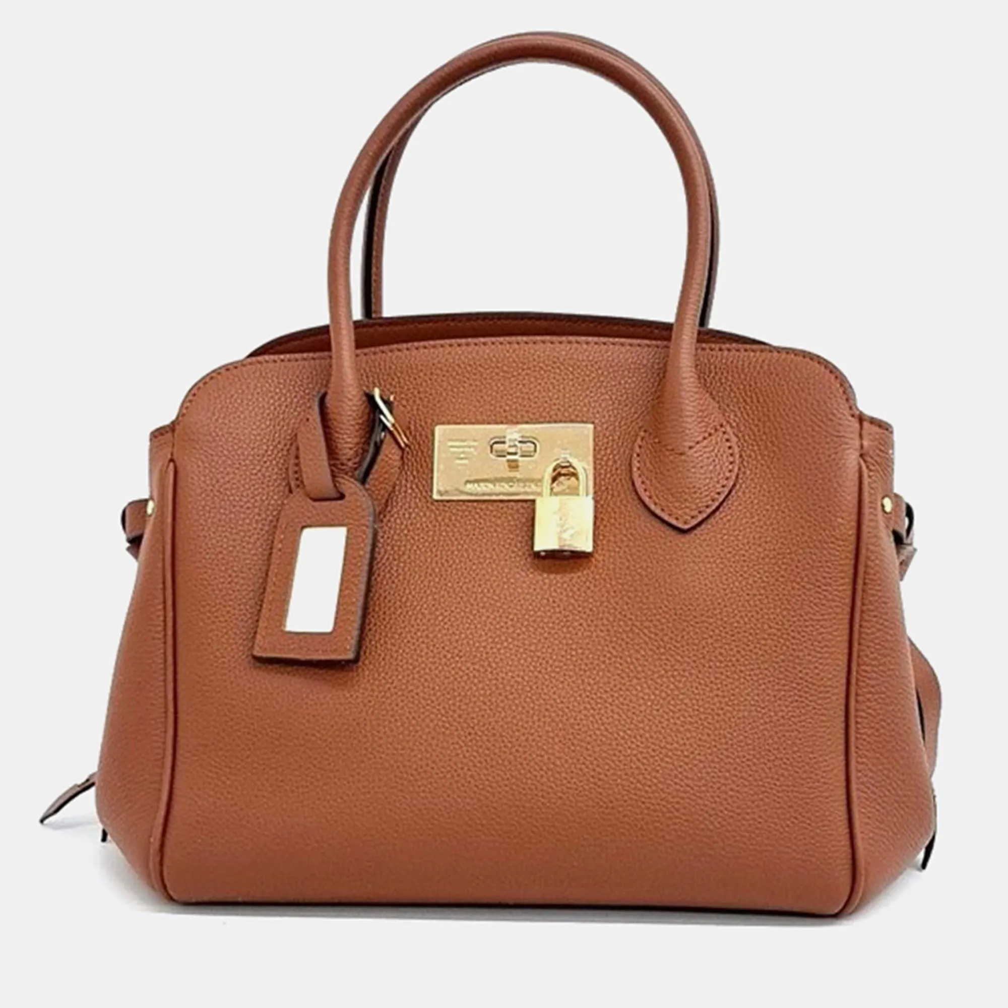 Brown Leather Mila PM Satchel