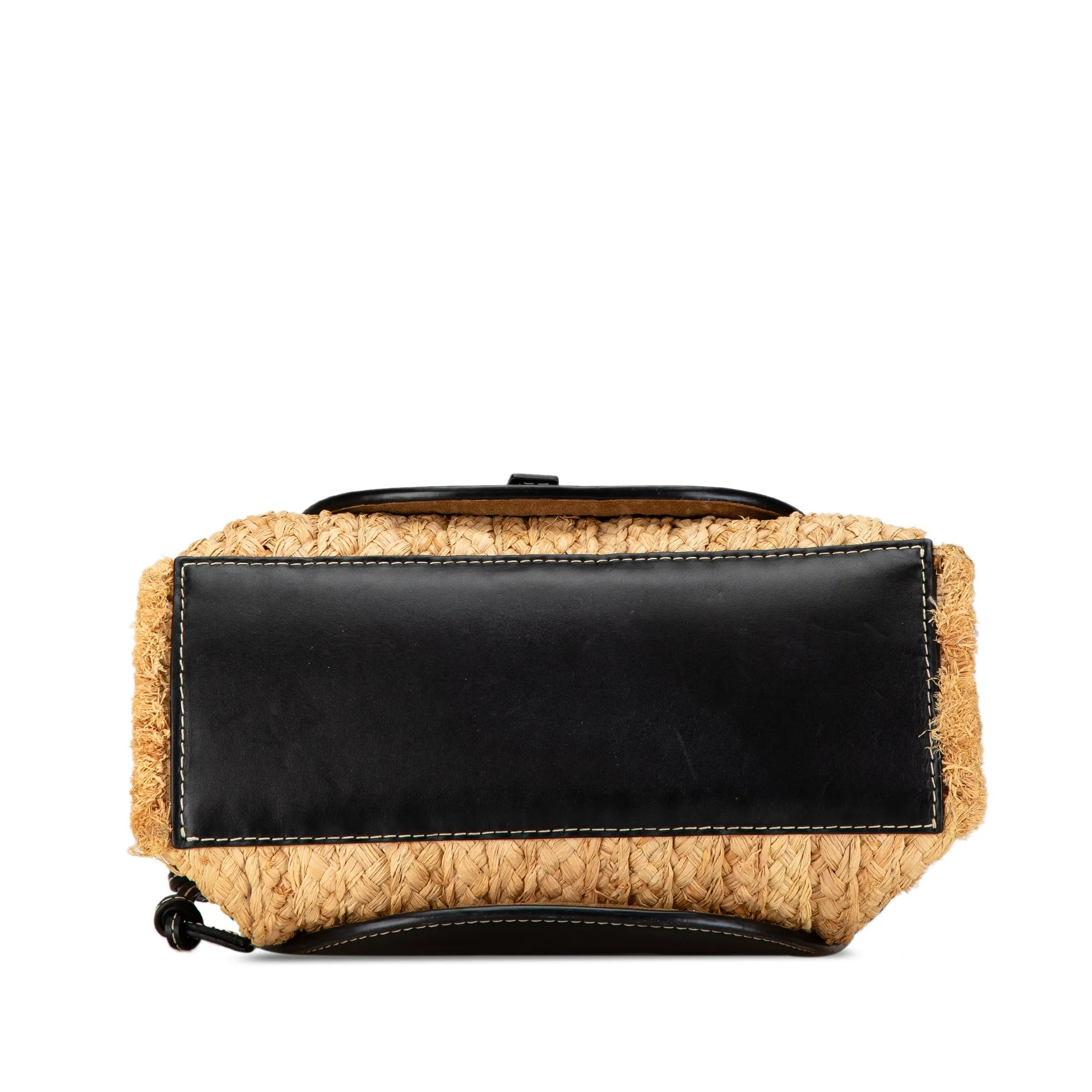Brown LOEWE Small Raffia and Leather Gate Top Handle Bag Satchel