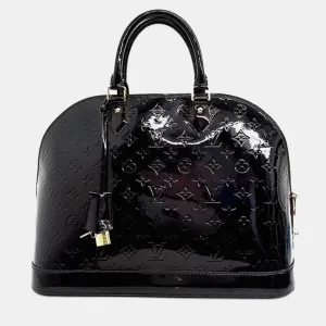 Brown Monogram Vernis Patent Leather GM Alma Top Handle Bag