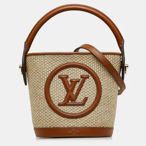 Brown Natural Material  Raffia Petit Bucket Hobo