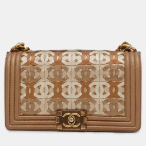 Brown/Beige Paris-Dubai Medium Boy Bag