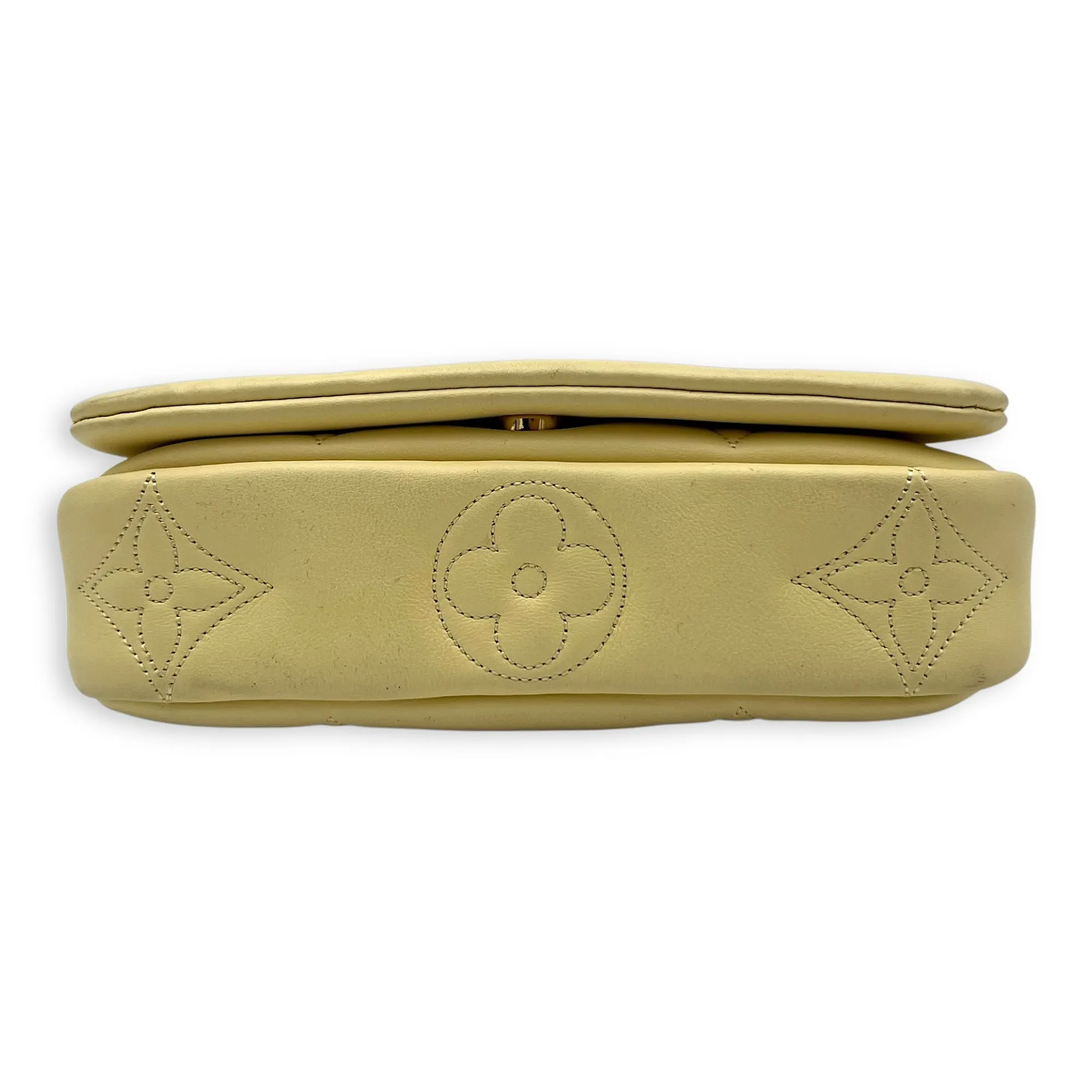 Bubblegram Wallet on Strap Yellow Crossbody Bag in Lambskin, Gold hardware