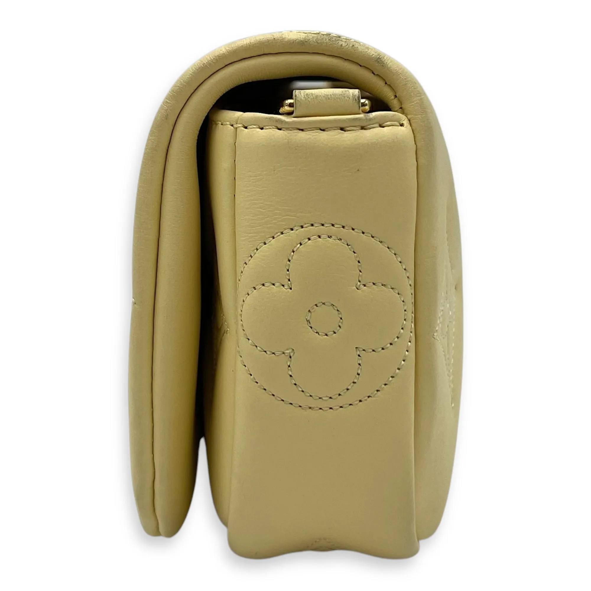Bubblegram Wallet on Strap Yellow Crossbody Bag in Lambskin, Gold hardware