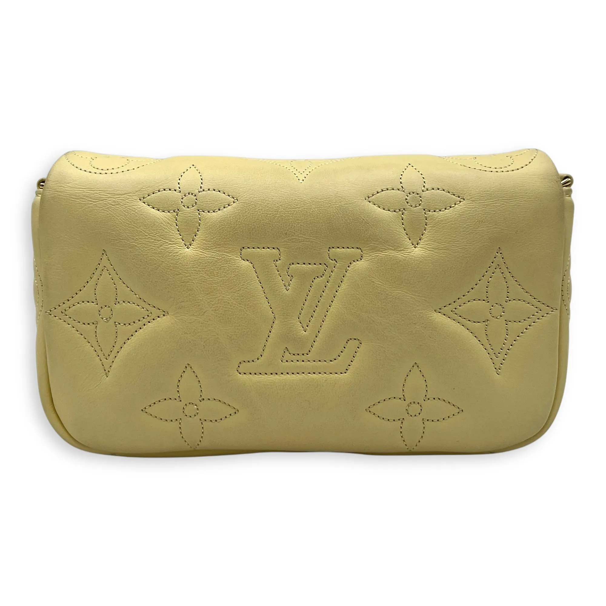 Bubblegram Wallet on Strap Yellow Crossbody Bag in Lambskin, Gold hardware