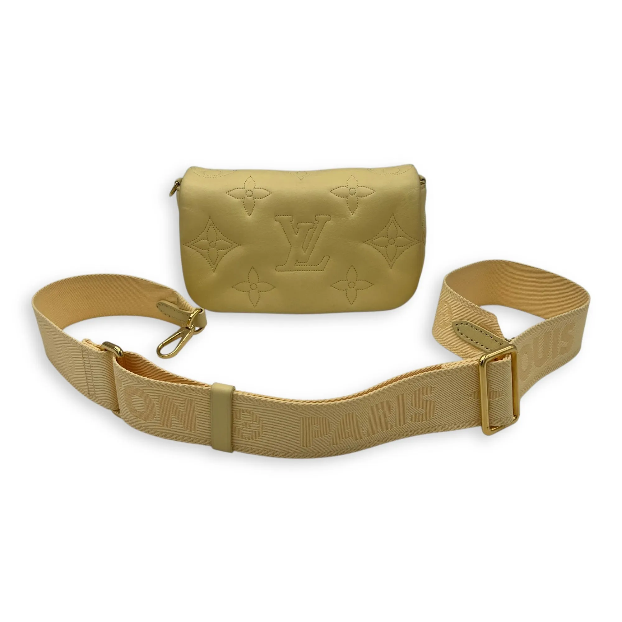 Bubblegram Wallet on Strap Yellow Crossbody Bag in Lambskin, Gold hardware