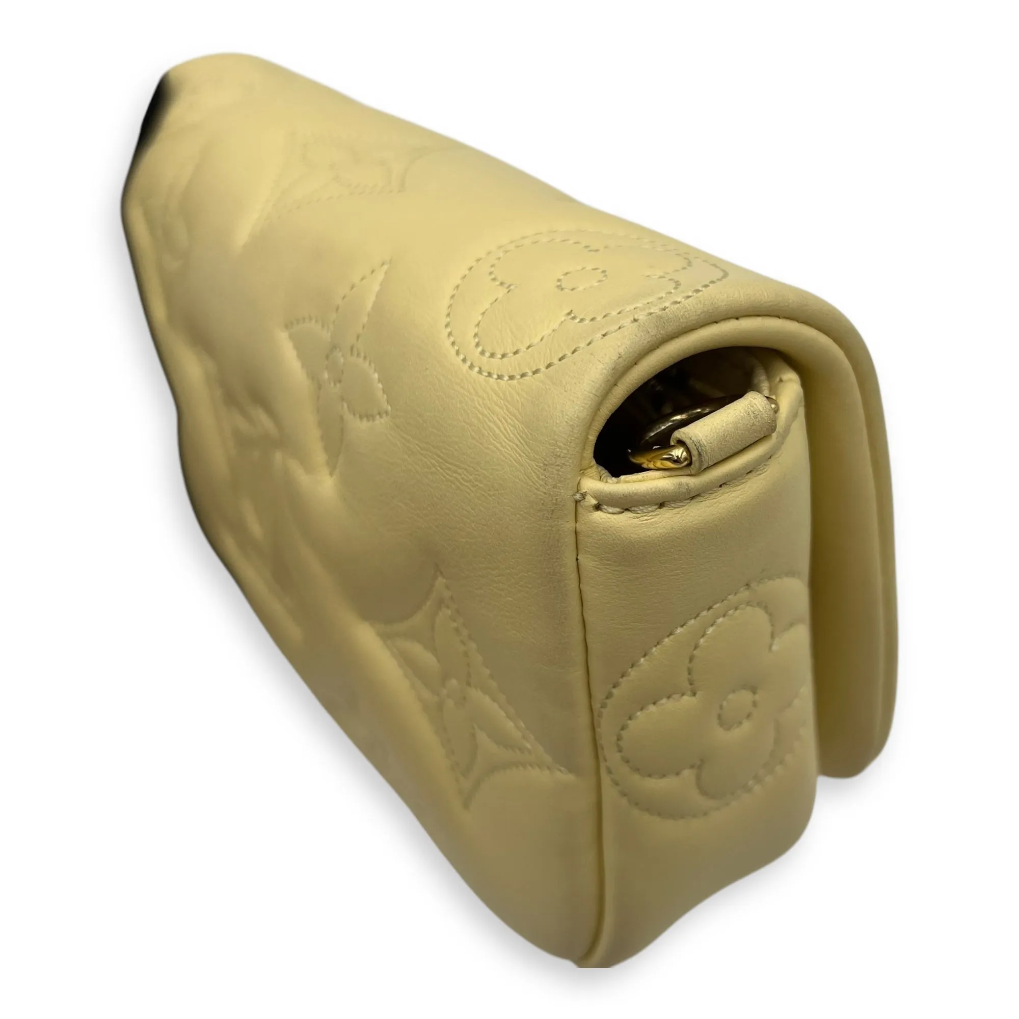 Bubblegram Wallet on Strap Yellow Crossbody Bag in Lambskin, Gold hardware