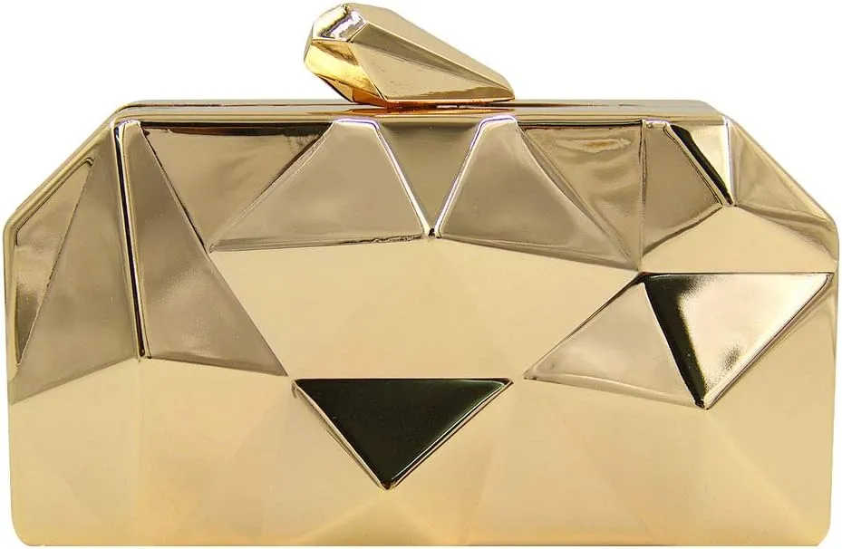 Buddy Women Lattice Metal Clutch Purse Geometric Chain Shoulder Bag
