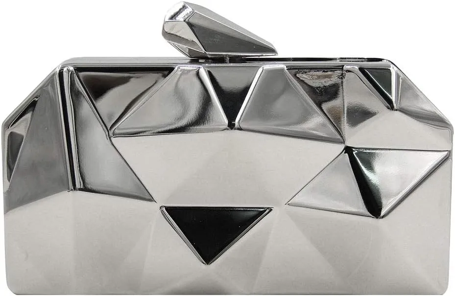 Buddy Women Lattice Metal Clutch Purse Geometric Chain Shoulder Bag