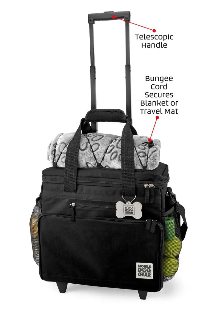 Bundle: ODG Day/Night Walking Bag (Black), ODG Rolling Week Away Bag TM, ODG Dine Away Set TM (Med/Lg Dogs) (Black) and ODG Weekender Backpack TM (Black)