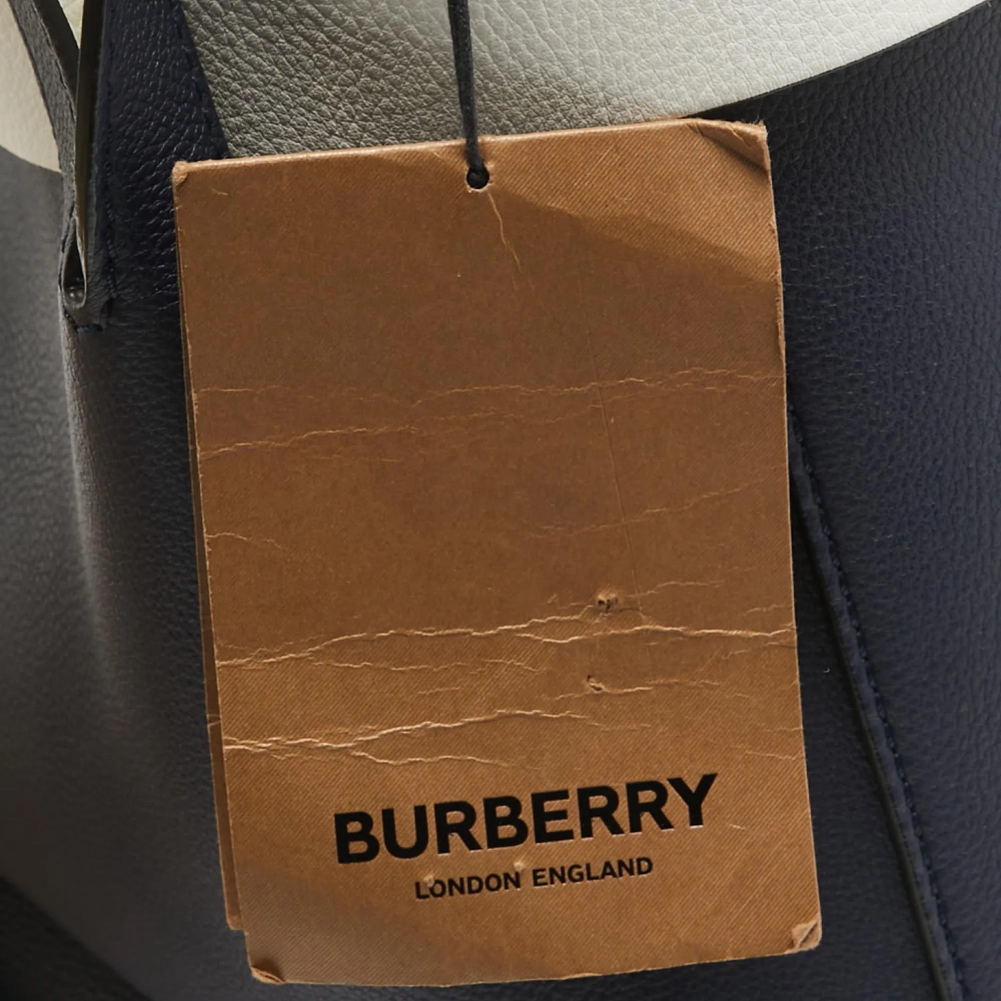 BURBERRY Navy Blue/White Leather Large Belt Bag
