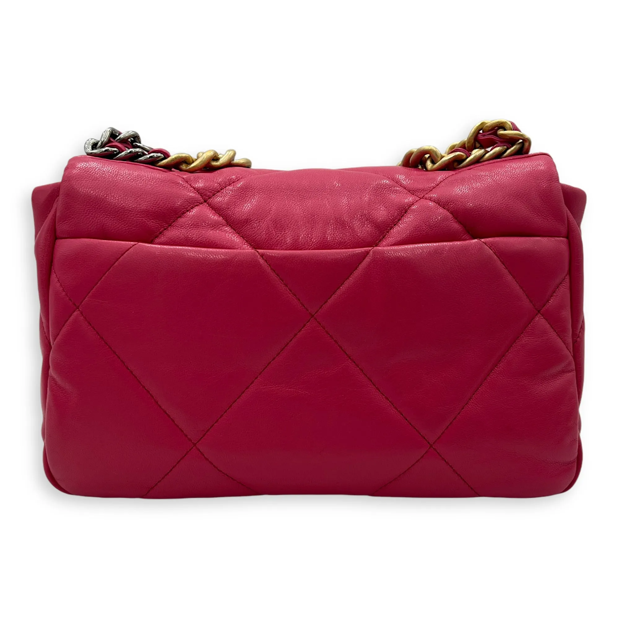 C19 Small Pink Crossbody Bag in Goat Leather, Mixed hardware