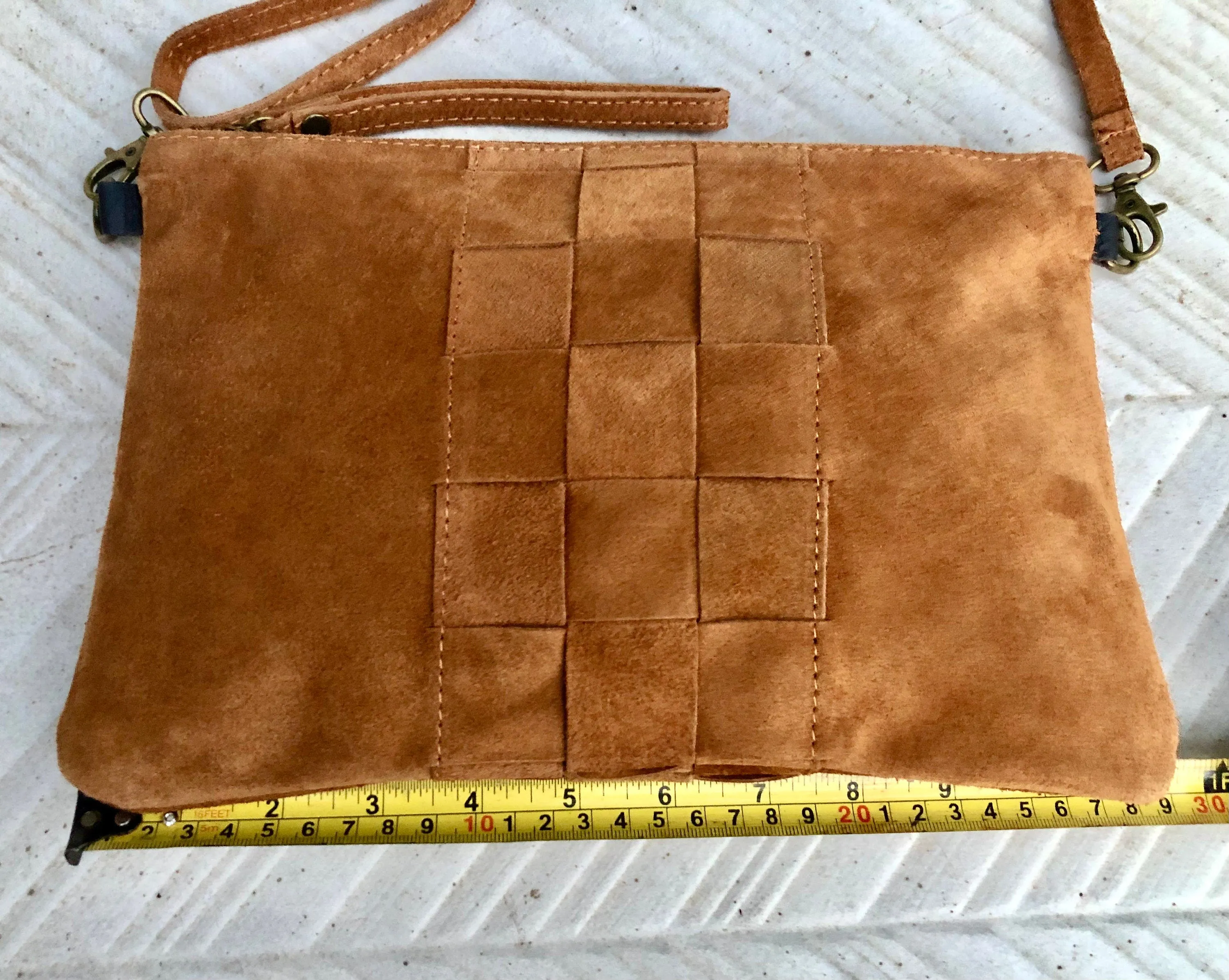 Camel brown suede leather bag . Cross body or shoulder bag in GENUINE  leather. Small saddle brown SUEDE purse   adjustable strap and zipper