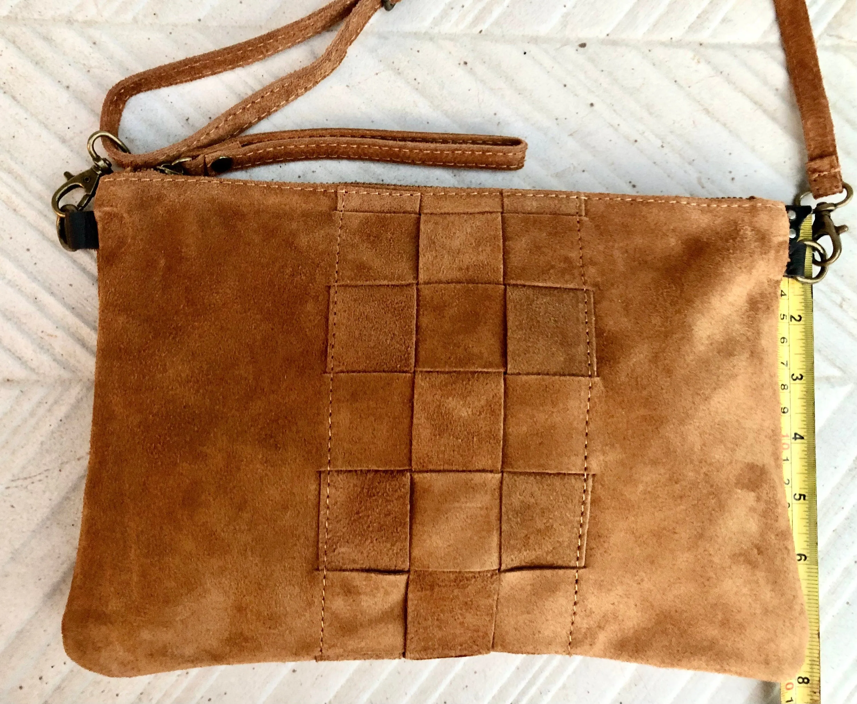 Camel brown suede leather bag . Cross body or shoulder bag in GENUINE  leather. Small saddle brown SUEDE purse   adjustable strap and zipper