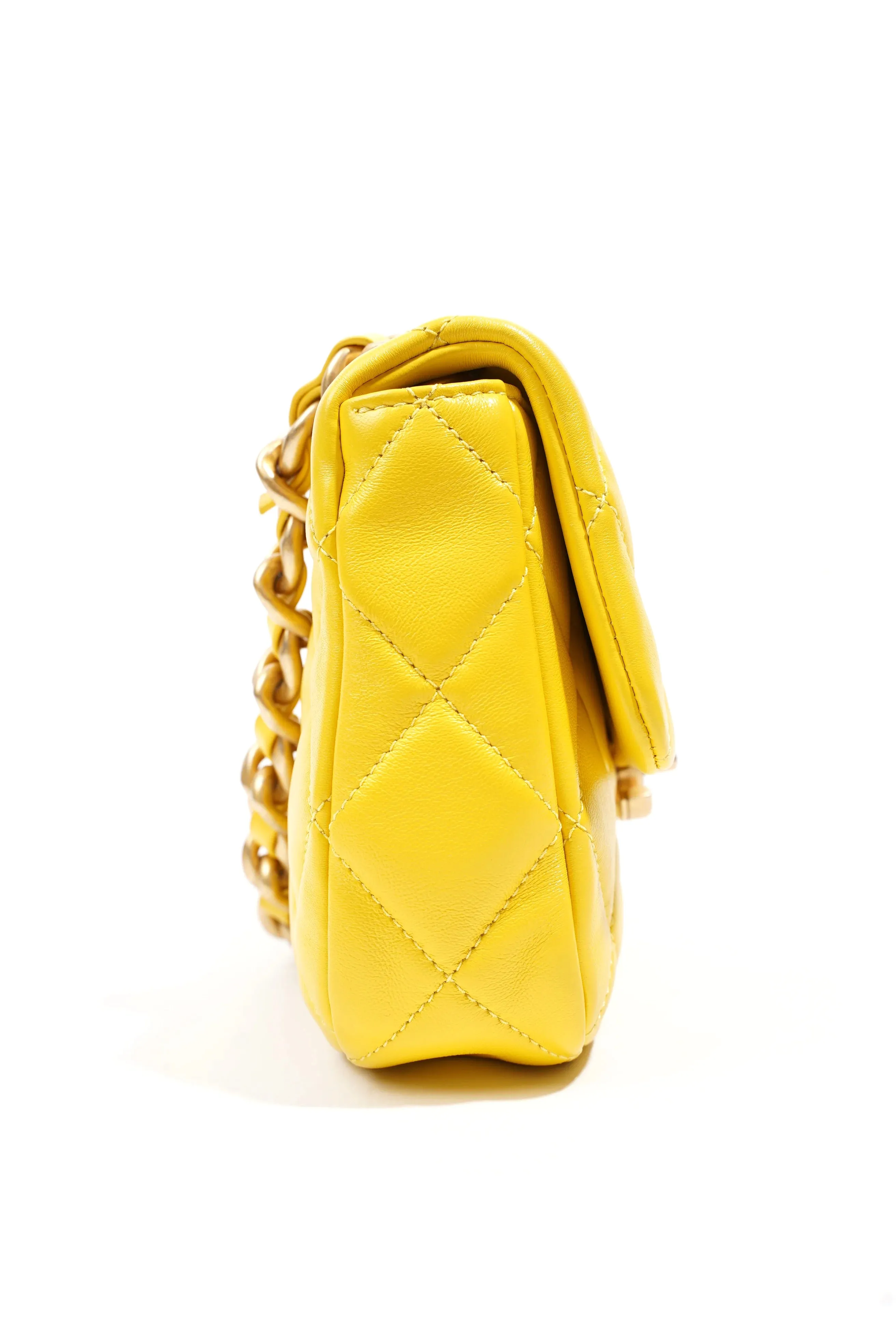 Candy Chain CC Yellow Mini Square Flap Bag