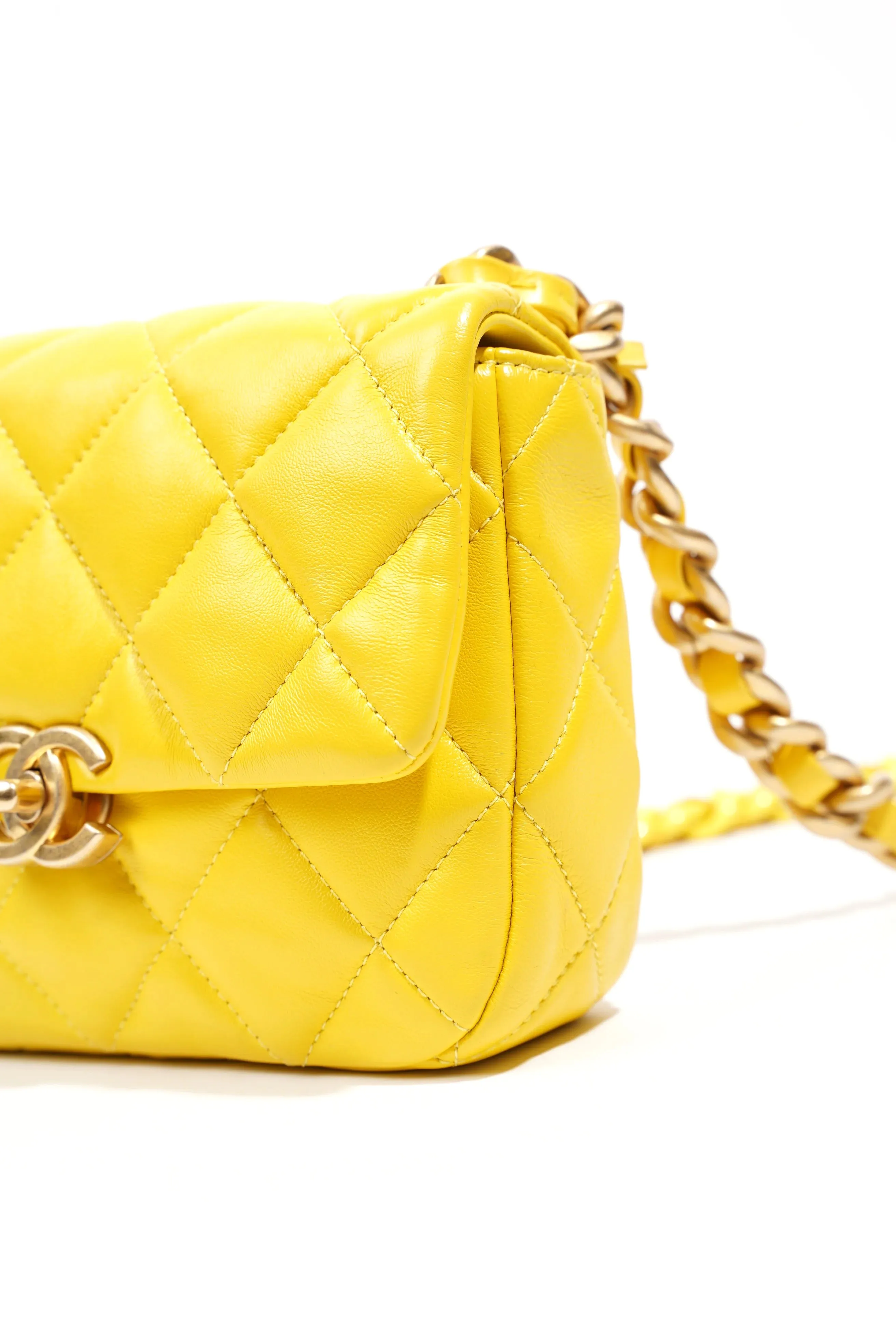 Candy Chain CC Yellow Mini Square Flap Bag