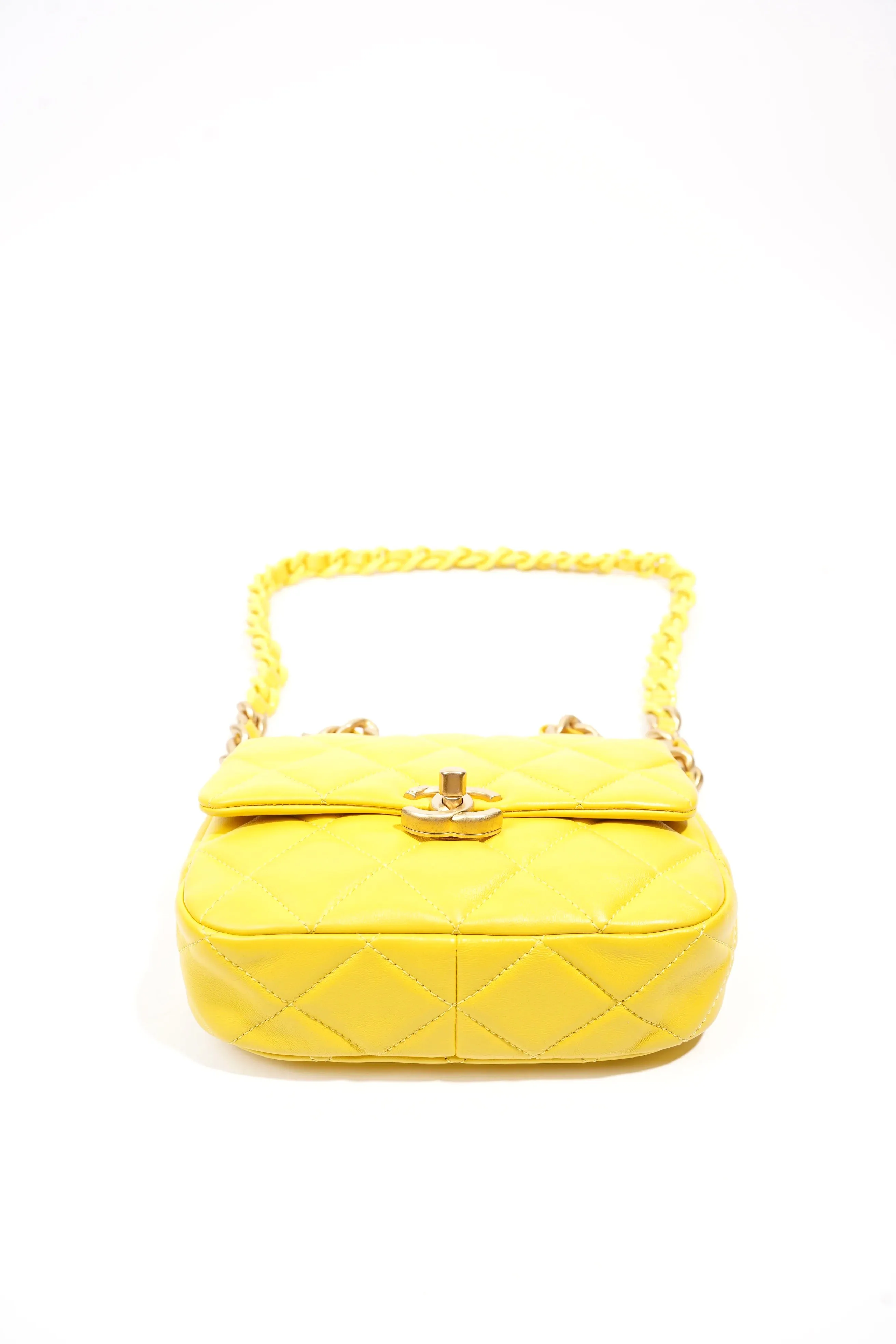 Candy Chain CC Yellow Mini Square Flap Bag