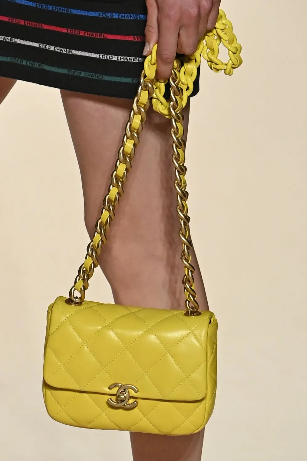 Candy Chain CC Yellow Mini Square Flap Bag