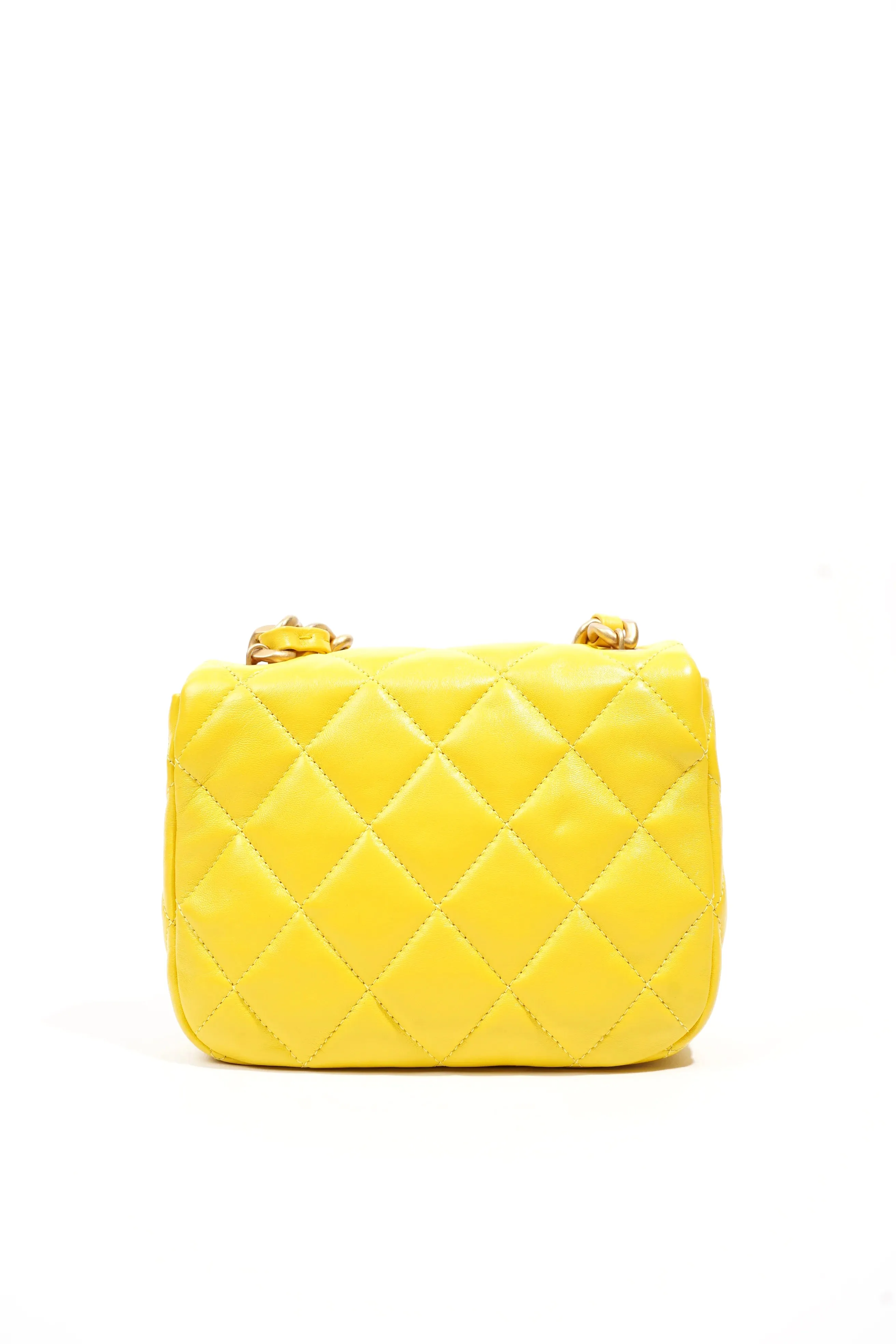 Candy Chain CC Yellow Mini Square Flap Bag