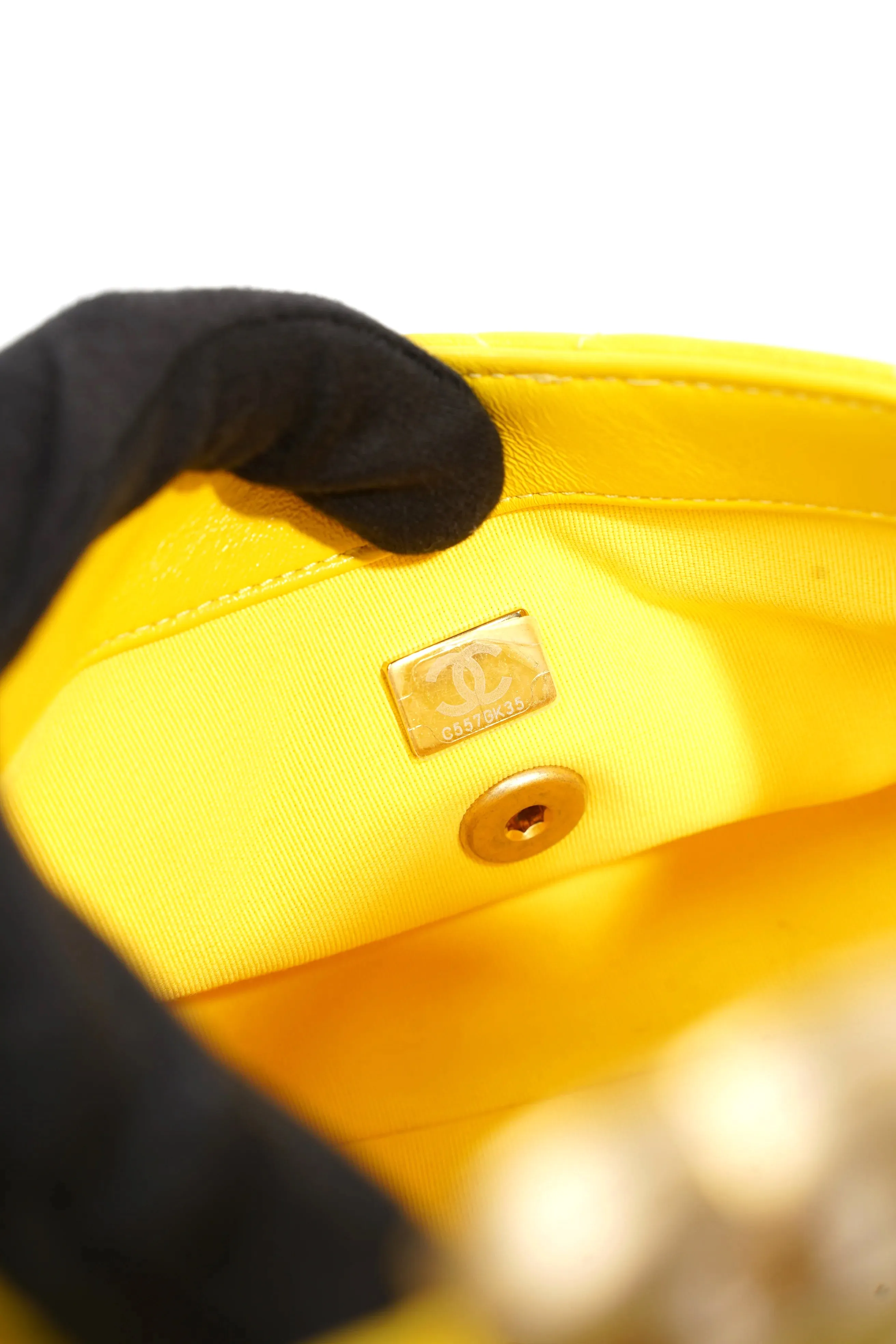 Candy Chain CC Yellow Mini Square Flap Bag