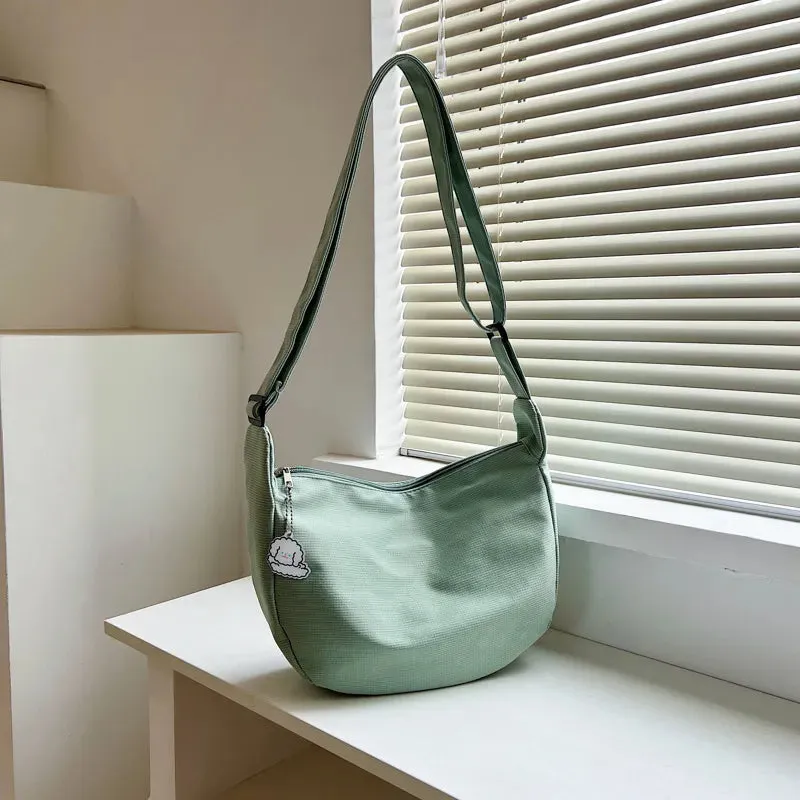 Canvass Shoulder Bags for Women Solid Minimalist Multifunction Handbags Large Capacity Crossbody Bags for Teens Purses