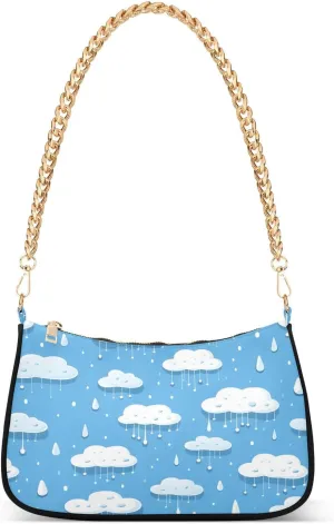 CEBUGI Crossbody Bags for Women Shoulder Purse Clouds Rain Drops Handbags Stylish Clutch Purse with Chain Strap
