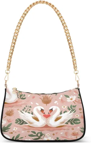 CEBUGI Crossbody Bags for Women Shoulder Purse Cute Swan Couple Handbags Stylish Clutch Purse with Chain Strap