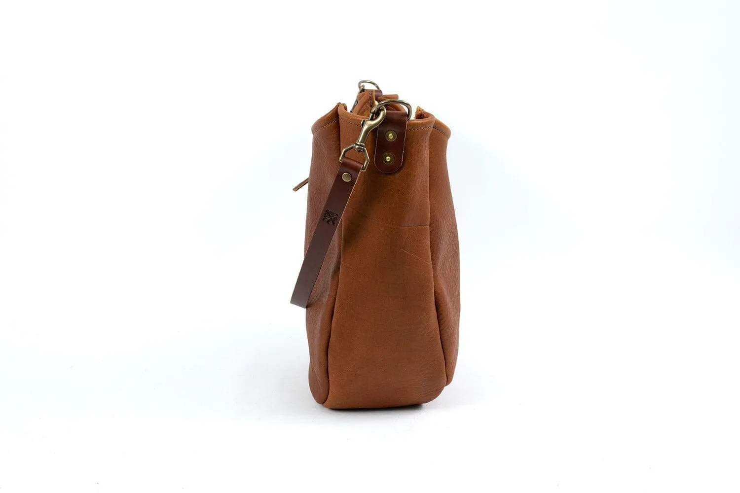 CELESTE LEATHER HOBO BAG - LARGE - LEAD GRAY