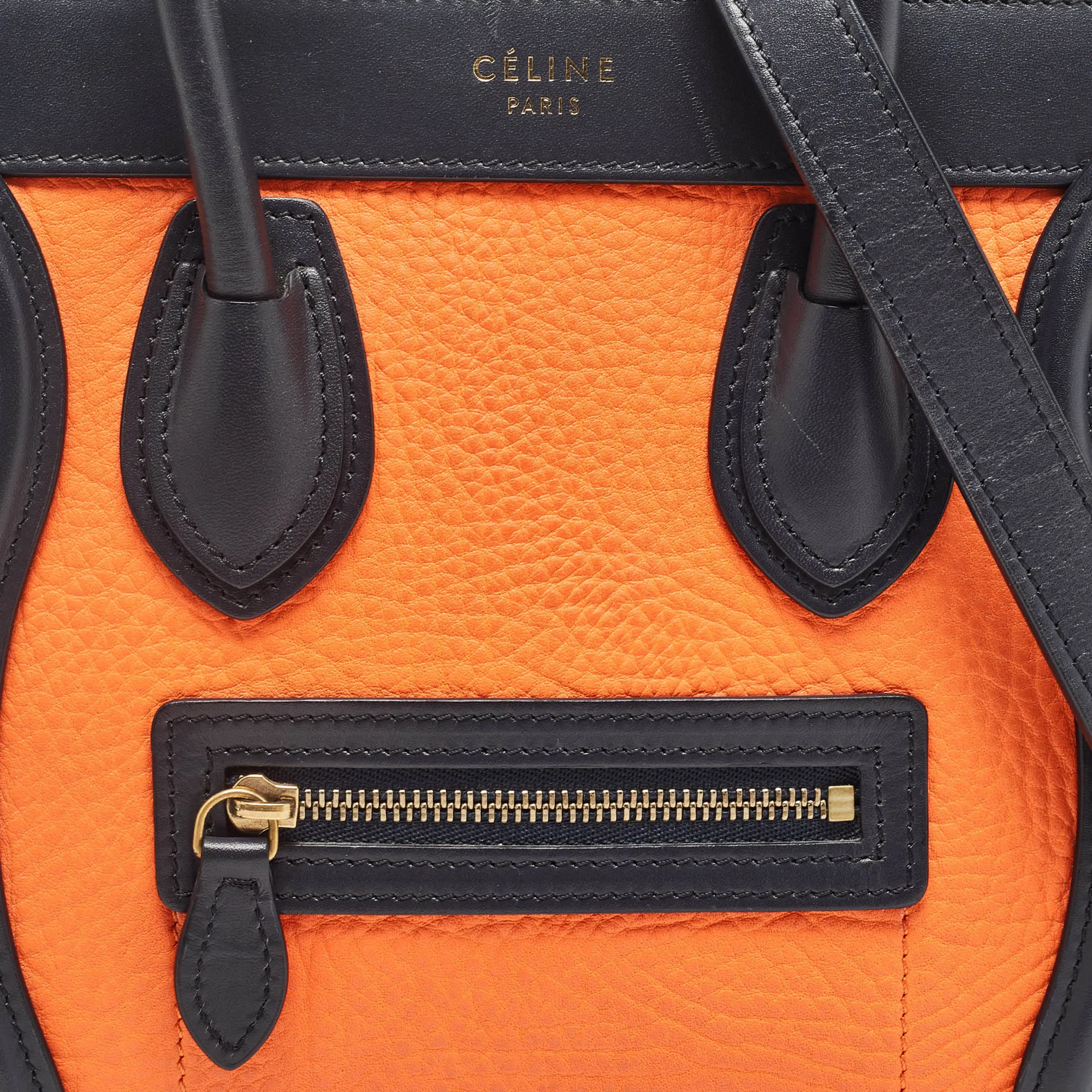CELINE Tricolor Leather Nano Luggage Tote
