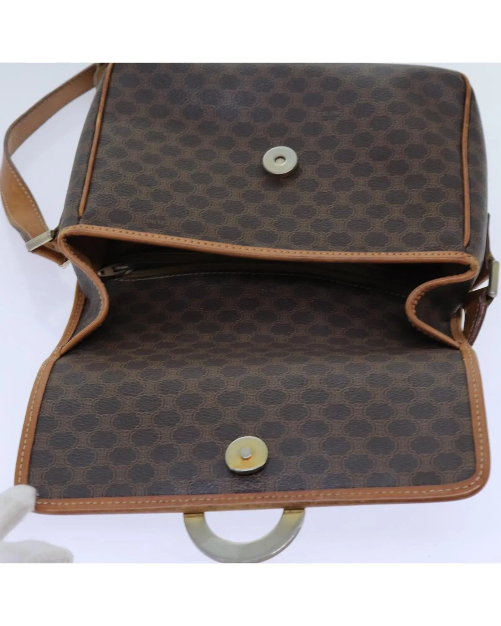 CELINE Trio Canvas and Leather Shoulder Bag