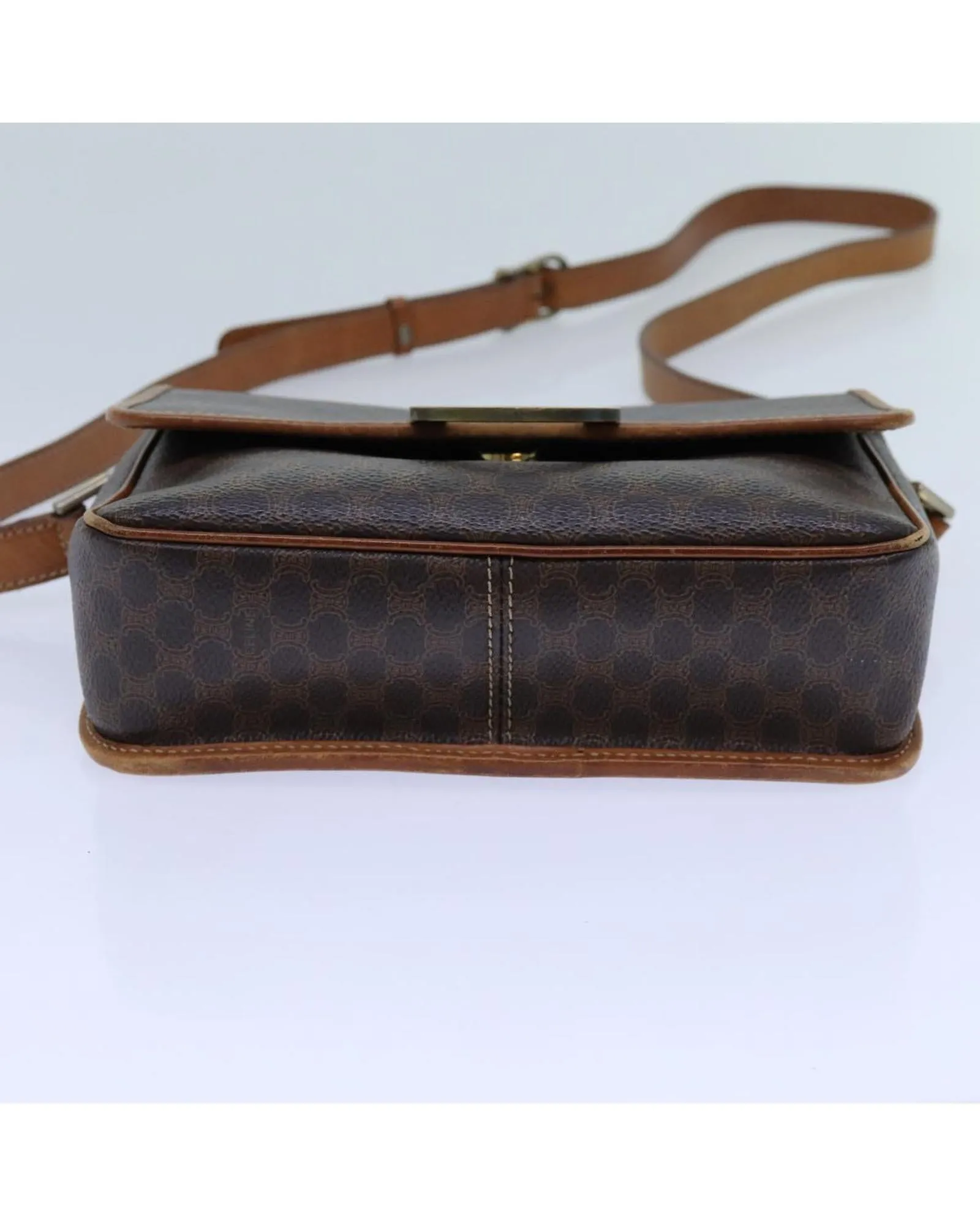 CELINE Trio Canvas and Leather Shoulder Bag