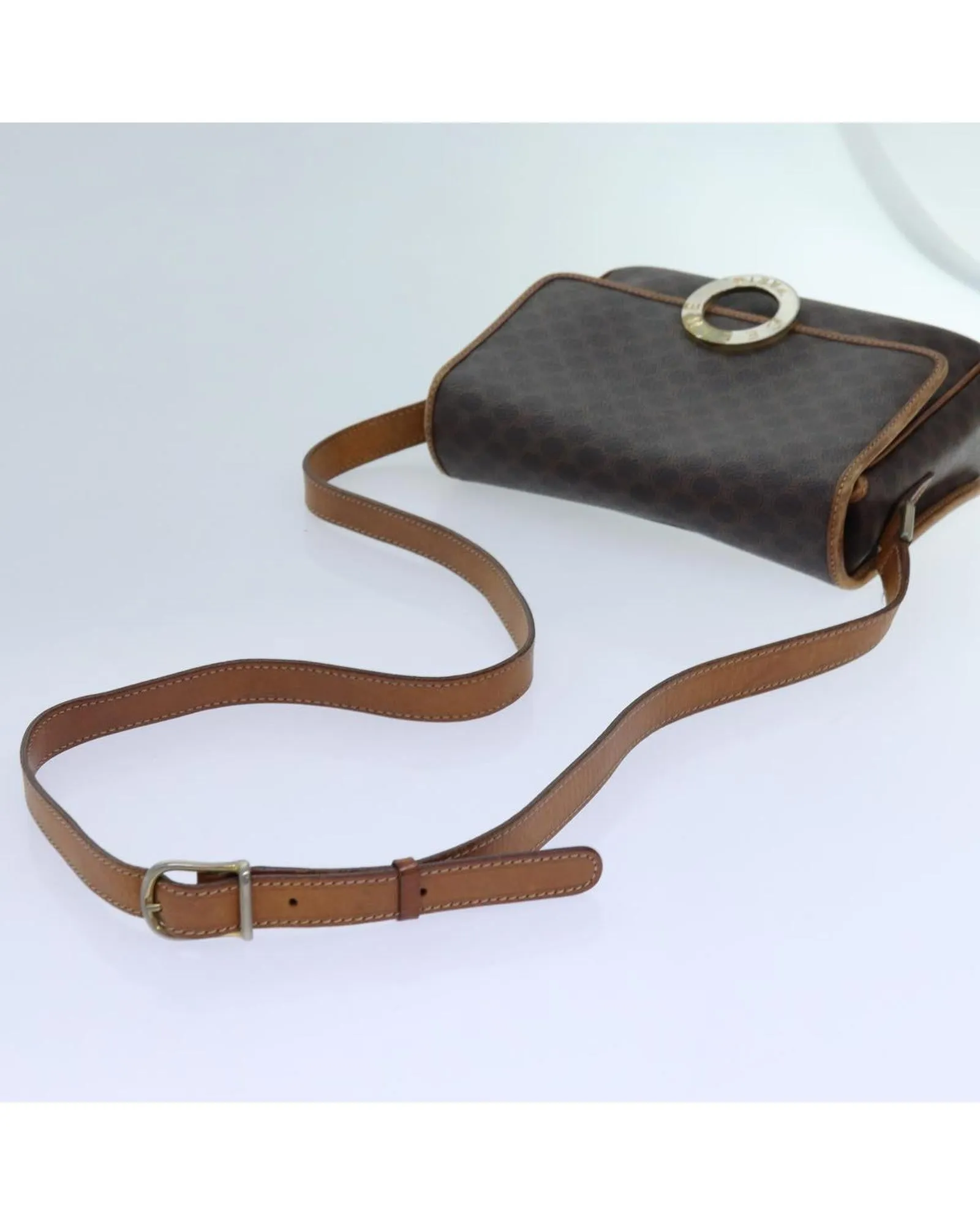 CELINE Trio Canvas and Leather Shoulder Bag