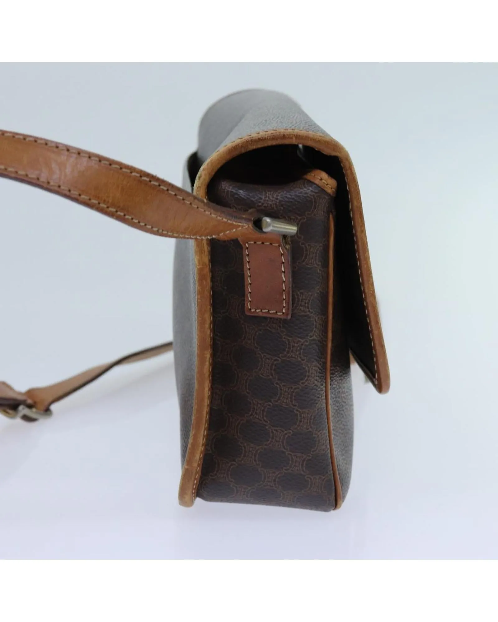 CELINE Trio Canvas and Leather Shoulder Bag