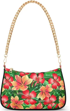 Chain Shoulder Bag Flower Tote Handbag Purse for Women