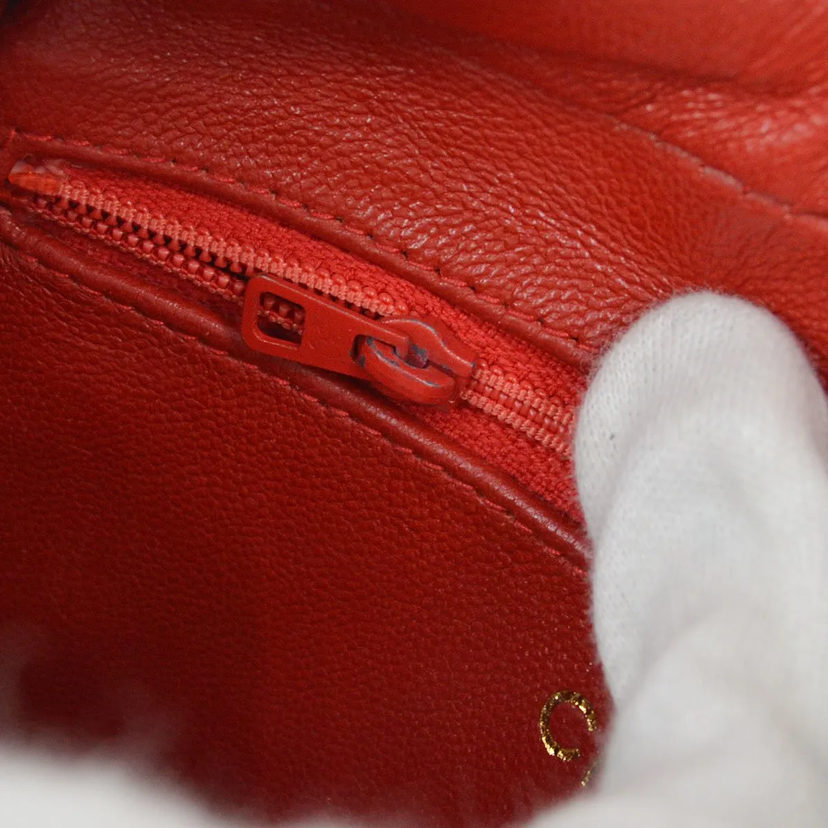 CHANEL 1986-1988 Red Lizard Diamond Camera Bag Mini RK14247c